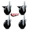 Service Caster 4'' Soft Rubber Wheel Swivel 7/8'' Square Stem Caster Set 2 Brakes, 4PK SCC-SQ20S414-SRS-PLB-78-2-S-2 - alternate 4